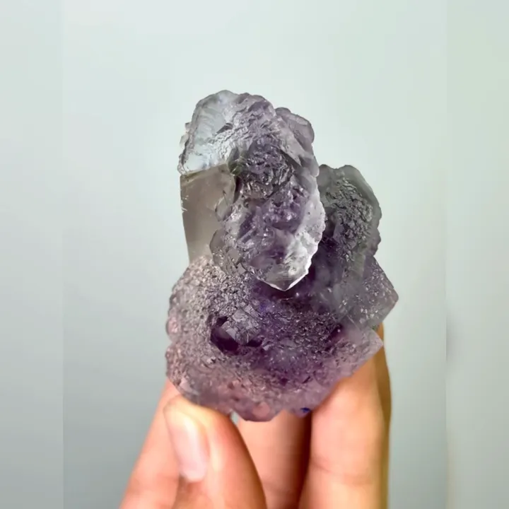 Natural Purple Phantom Fluorite & Quartz,Mineral Specimen:Yaogangxian,Hunan (40*75*40MM) - image 4