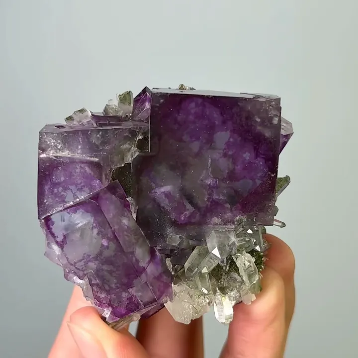 Natural Purple Phantom Fluorite & Quartz,Mineral Specimen:Yaogangxian,Hunan (55*55*25MM) - image 4