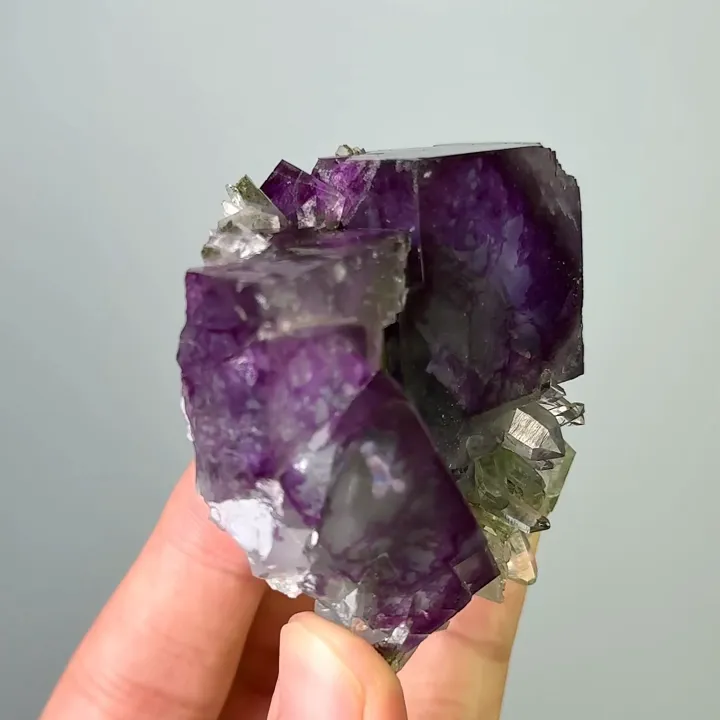 Natural Purple Phantom Fluorite & Quartz,Mineral Specimen:Yaogangxian,Hunan (55*55*25MM) - image 2