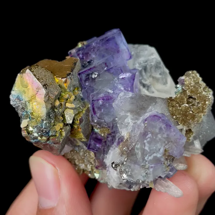 Natural Purple Phantom Fluorite with Arsenopyrite and Quartz, Mineral Specimen: Yaogangxian,Hunan (50*45*40MM) - image 4