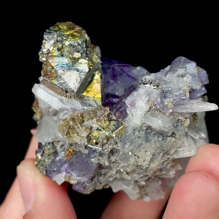 Natural Purple Phantom Fluorite with Arsenopyrite and Quartz, Mineral Specimen: Yaogangxian,Hunan (50*45*40MM) - image 3