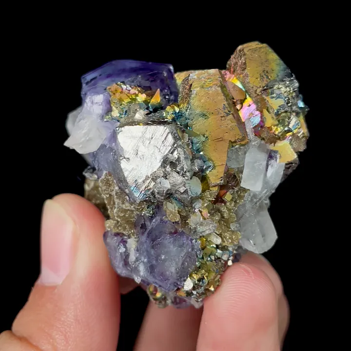 Natural Purple Phantom Fluorite with Arsenopyrite and Quartz, Mineral Specimen: Yaogangxian,Hunan (50*45*40MM) - image 2