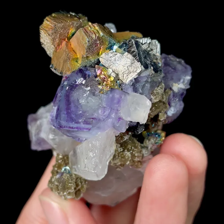 Natural Purple Phantom Fluorite with Arsenopyrite and Quartz, Mineral Specimen: Yaogangxian,Hunan (50*45*40MM) - image 5