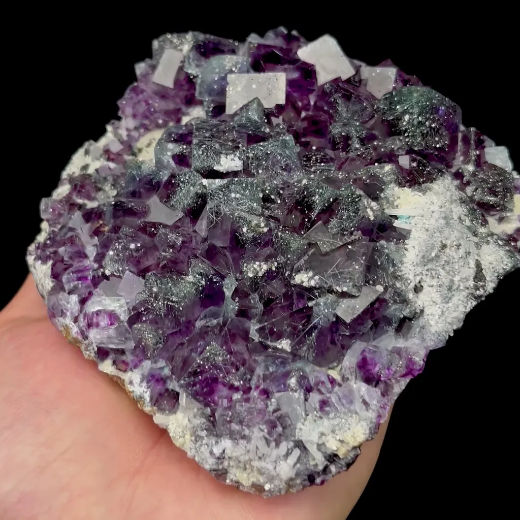 Natural Purple Phantom Fluorite with Bismuthinite Mineral Specimen,High Quality Specimen,YINDU,INNER MONGOLIA,CHINA(135*125*33mm) - image 2