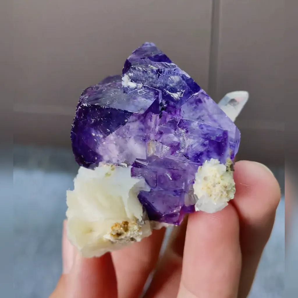 Natural Purple Phantom Fluorite with Calcite and Quartz Symbiosis comes from Yaogangxian,Hunan 50*45*35MM - image 4