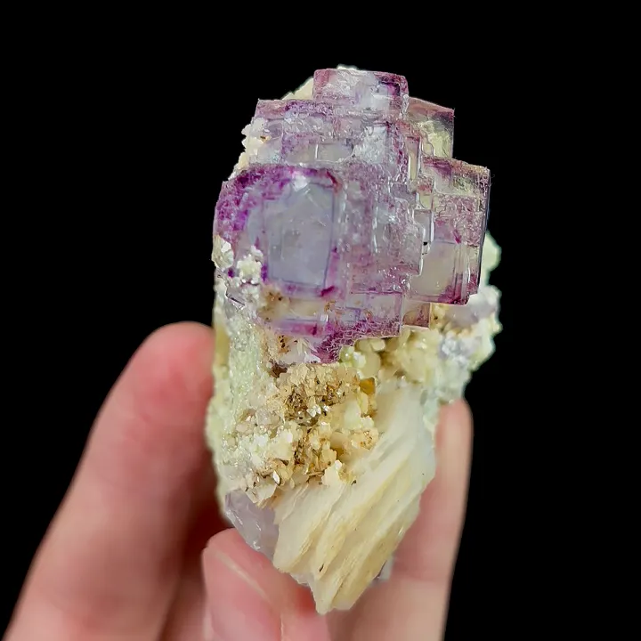 Natural Purple Phantom Fluorite with Dolomite and Calcite,Mineral Specimen:Yaogangxian,Hunan (60*50*35MM) - image 4