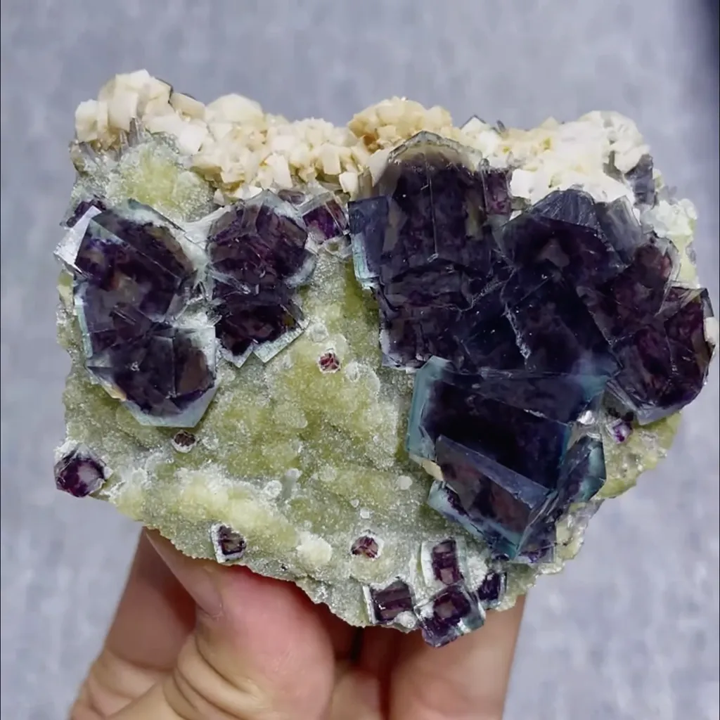 Natural Purple Phantom Fluorite with Dolomite and Mica Symbiosis comes from Yindu,Inner Mongolia 80*70*40MM - image 3
