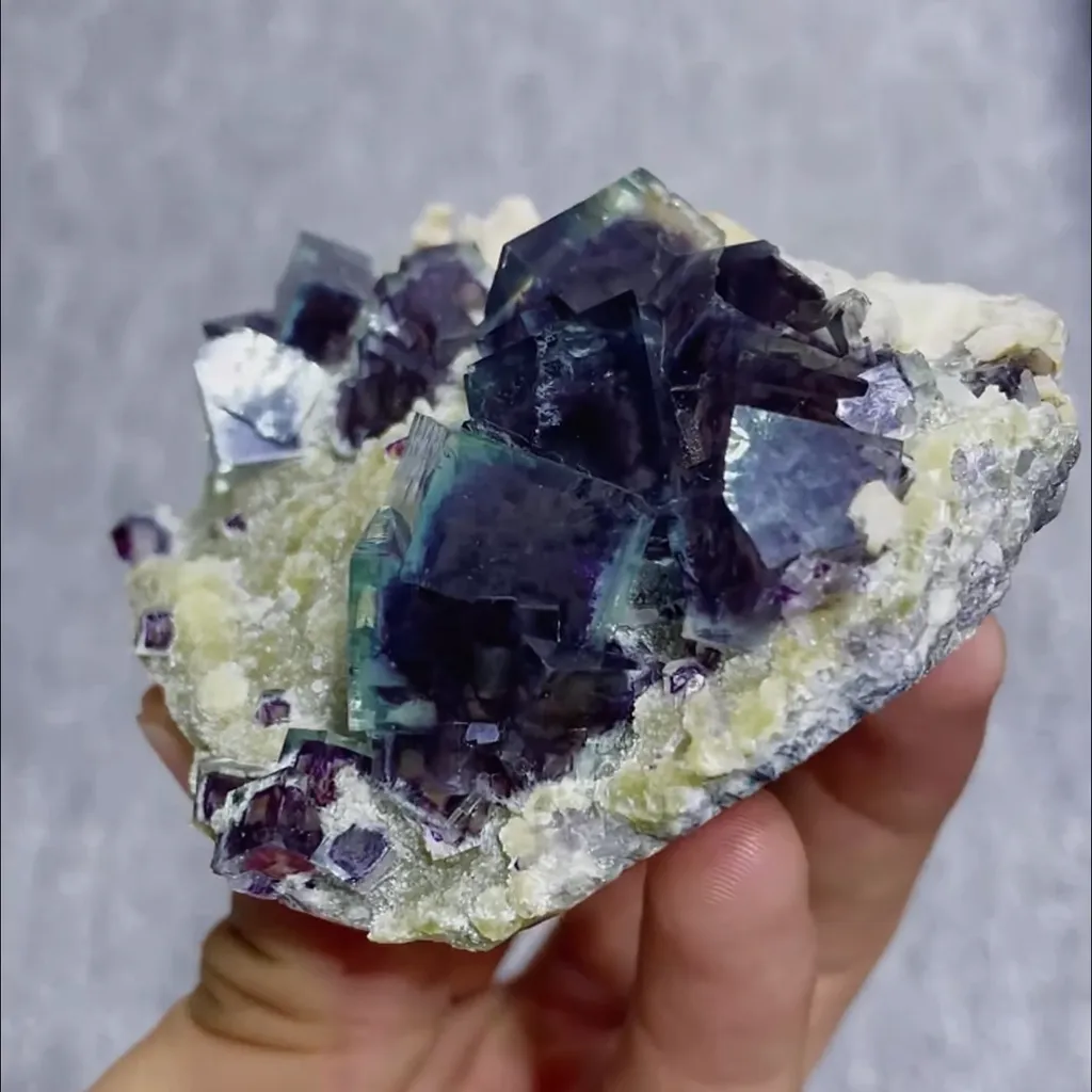 Natural Purple Phantom Fluorite with Dolomite and Mica Symbiosis comes from Yindu,Inner Mongolia 80*70*40MM - image 2