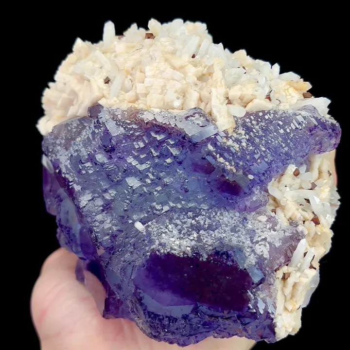 Natural Purple Phantom Fluorite with Dolomite and Quartz, Mineral Specimen:Shangbao,Hunan (125*125*80MM） image