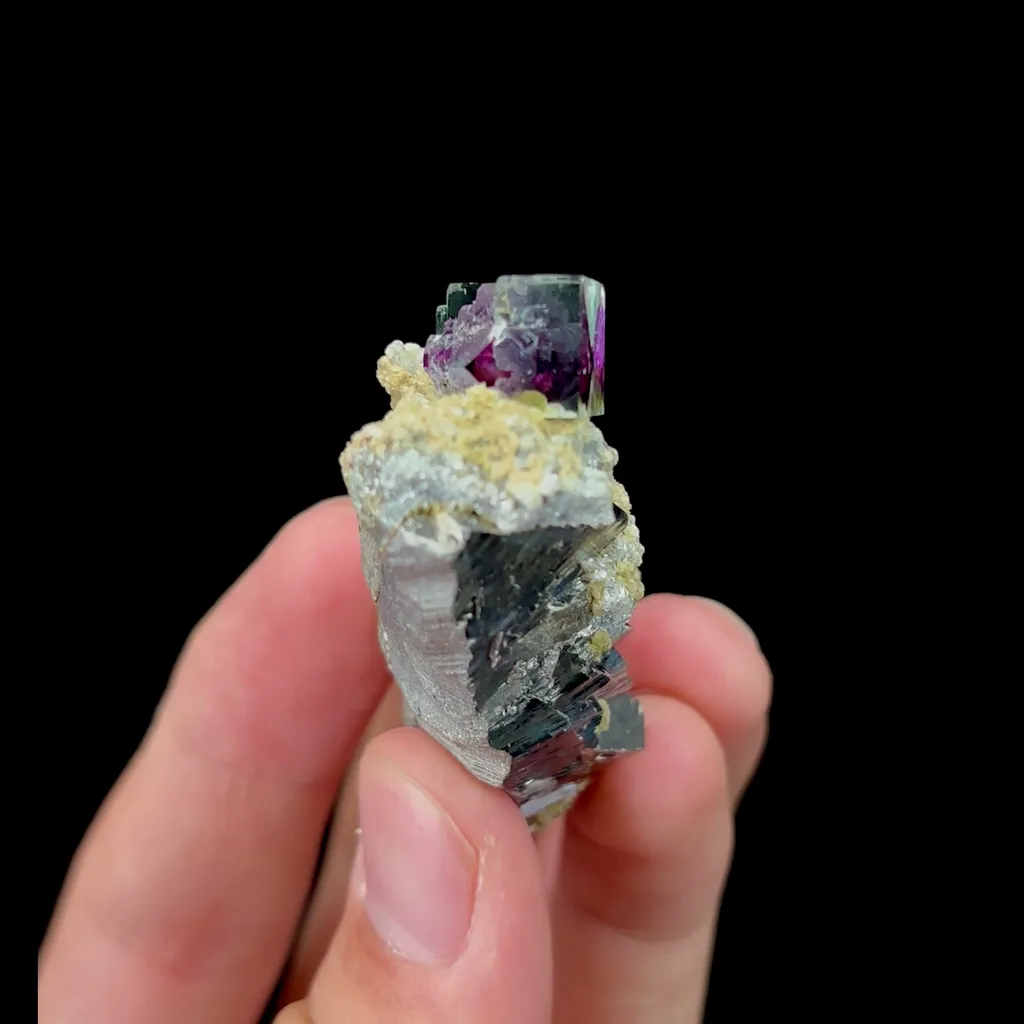 Natural Purple Phantom Fluorite with Mica and Arsenopyrite Mineral Specimen,High Quality Specimen,YINDU,INNER MONGOLIA,CHINA(46*22*25mm) - image 3