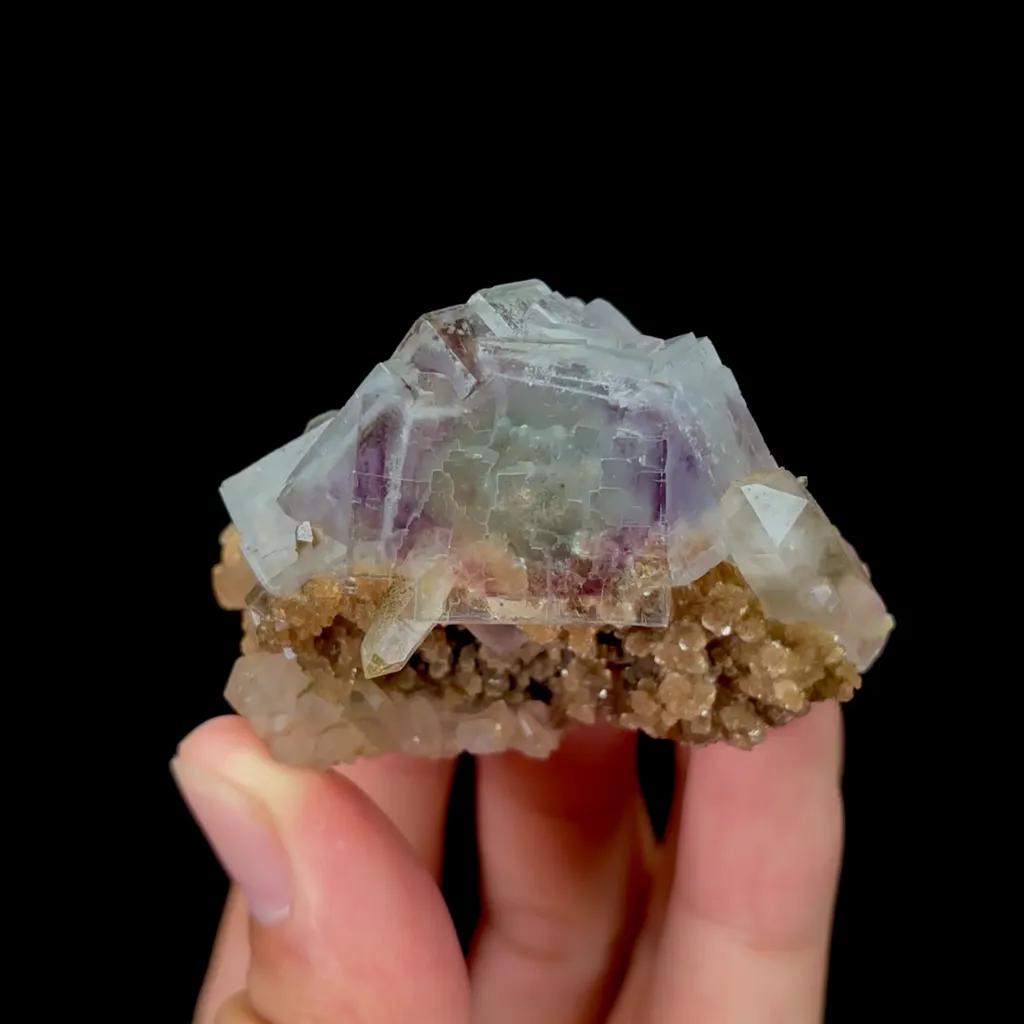 Natural Purple Phantom Fluorite with Mica and Quartz Mineral Specimen,High Quality Specimen,YAO GANG XIAN,HUNAN,CHINA(55*45*30mm) image