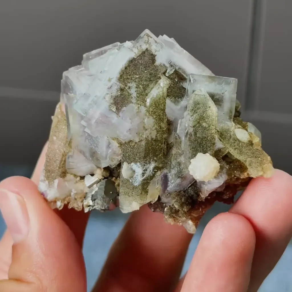 Natural Purple Phantom Fluorite with Mica and Quartz Symbiosis comes from Yaoganngxian,Hunan 55*45*30MM - image 4