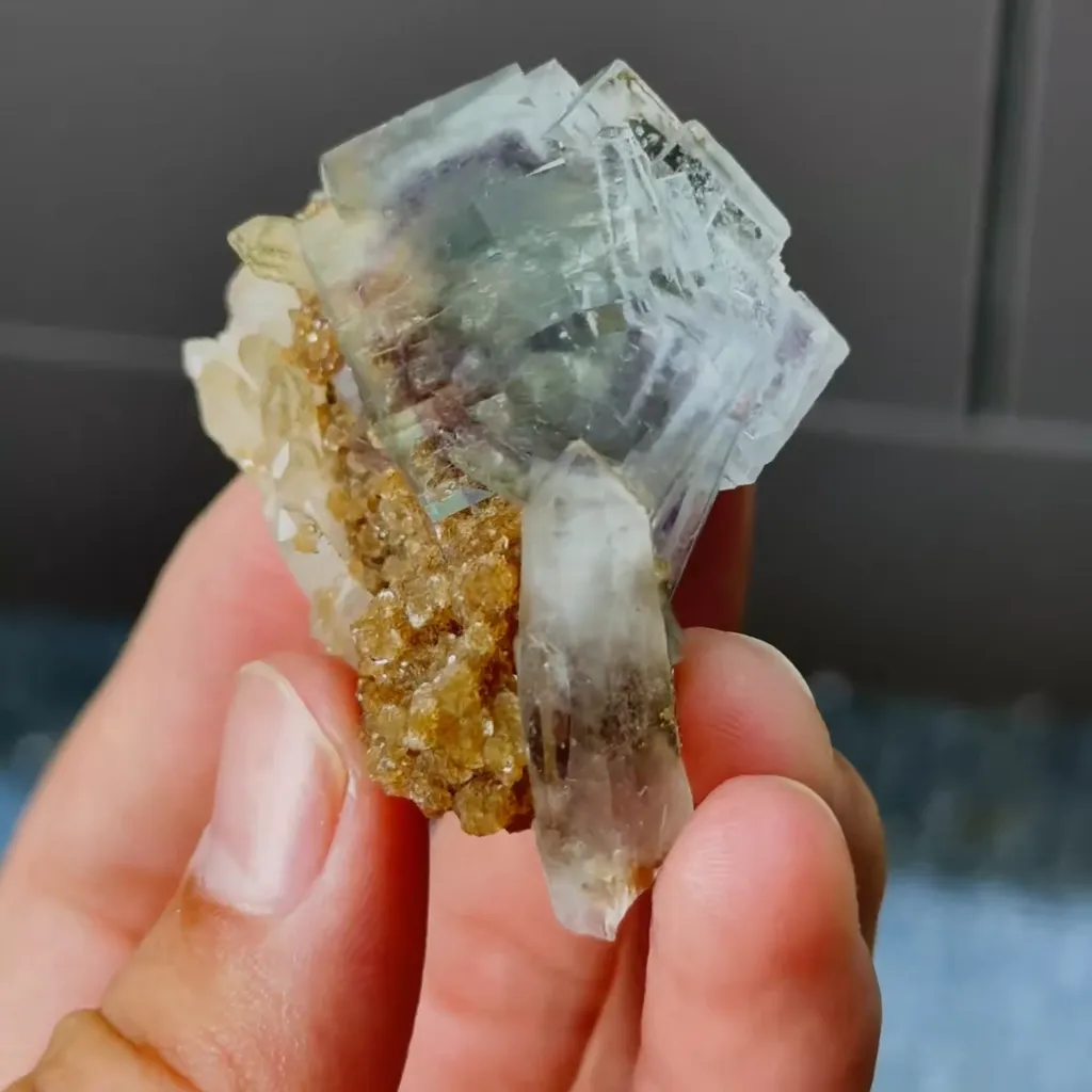 Natural Purple Phantom Fluorite with Mica and Quartz Symbiosis comes from Yaoganngxian,Hunan 55*45*30MM - image 3