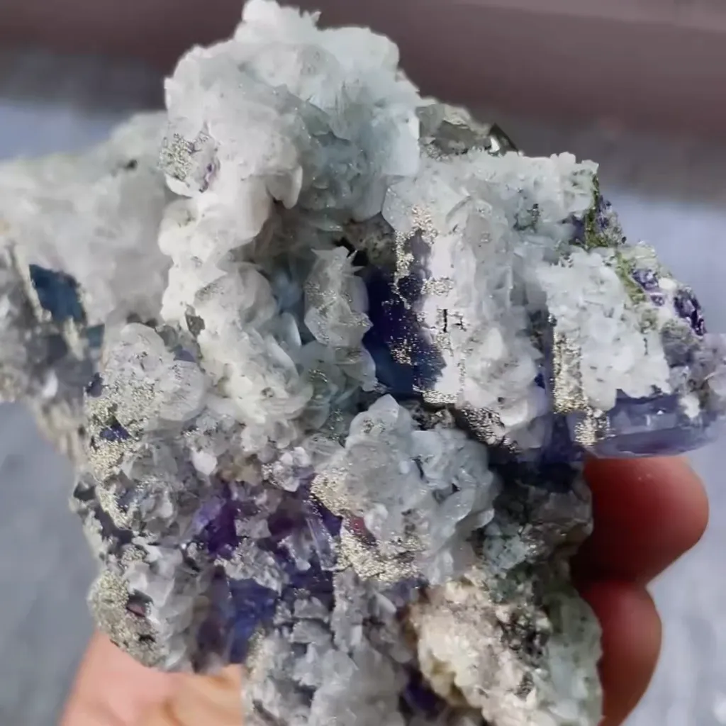 Natural Purple Phantom Fluorite with Pyrite and Arsenopyrite Symbiosis comes from Yaogangxian,Hunan 80*65*50MM - image 3