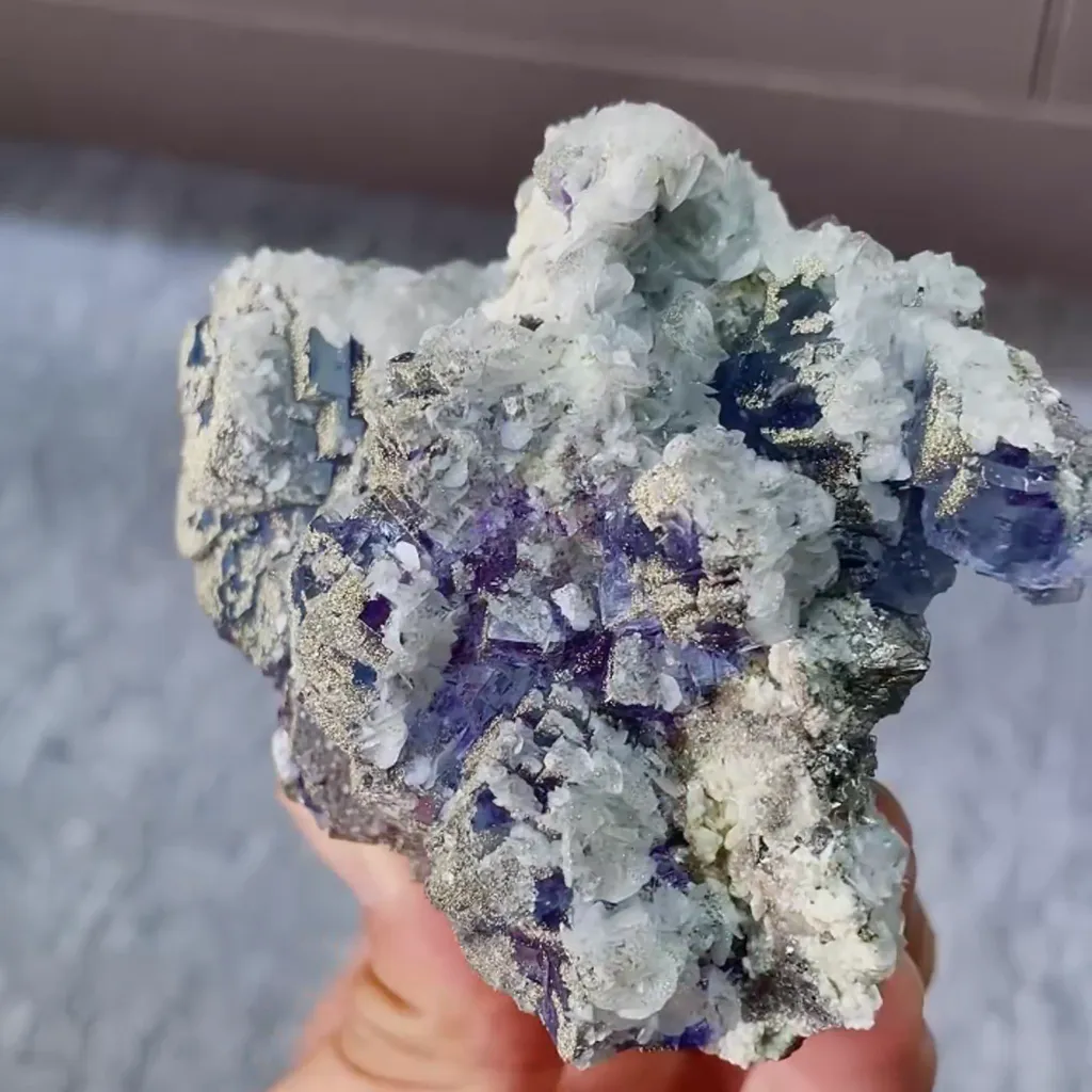 Natural Purple Phantom Fluorite with Pyrite and Arsenopyrite Symbiosis comes from Yaogangxian,Hunan 80*65*50MM - image 2