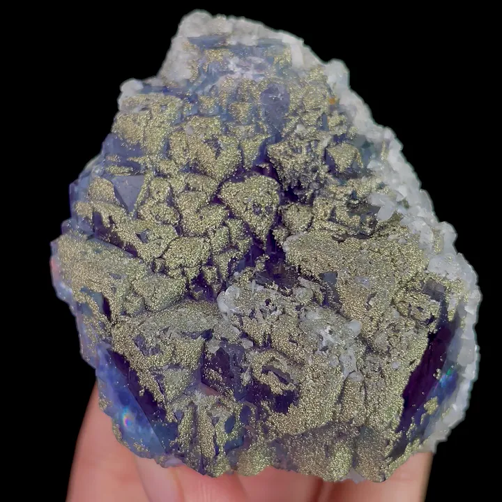 Natural Purple Phantom Fluorite with Pyrite and Calcite, Mineral Specimen:Yaogangxian,Hunan (55*60*60MM) - image 2