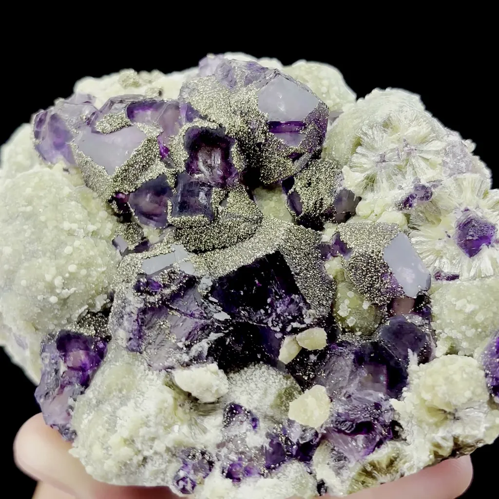 Natural Purple Phantom Fluorite with Pyrite and Mica Mineral Specimen,High Quality Specimen,YINDU,INNER MONGOLIA,CHINA(110*80*40mm) - image 2