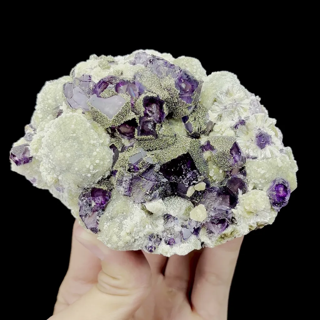 Natural Purple Phantom Fluorite with Pyrite and Mica Mineral Specimen,High Quality Specimen,YINDU,INNER MONGOLIA,CHINA(110*80*40mm) - image 3