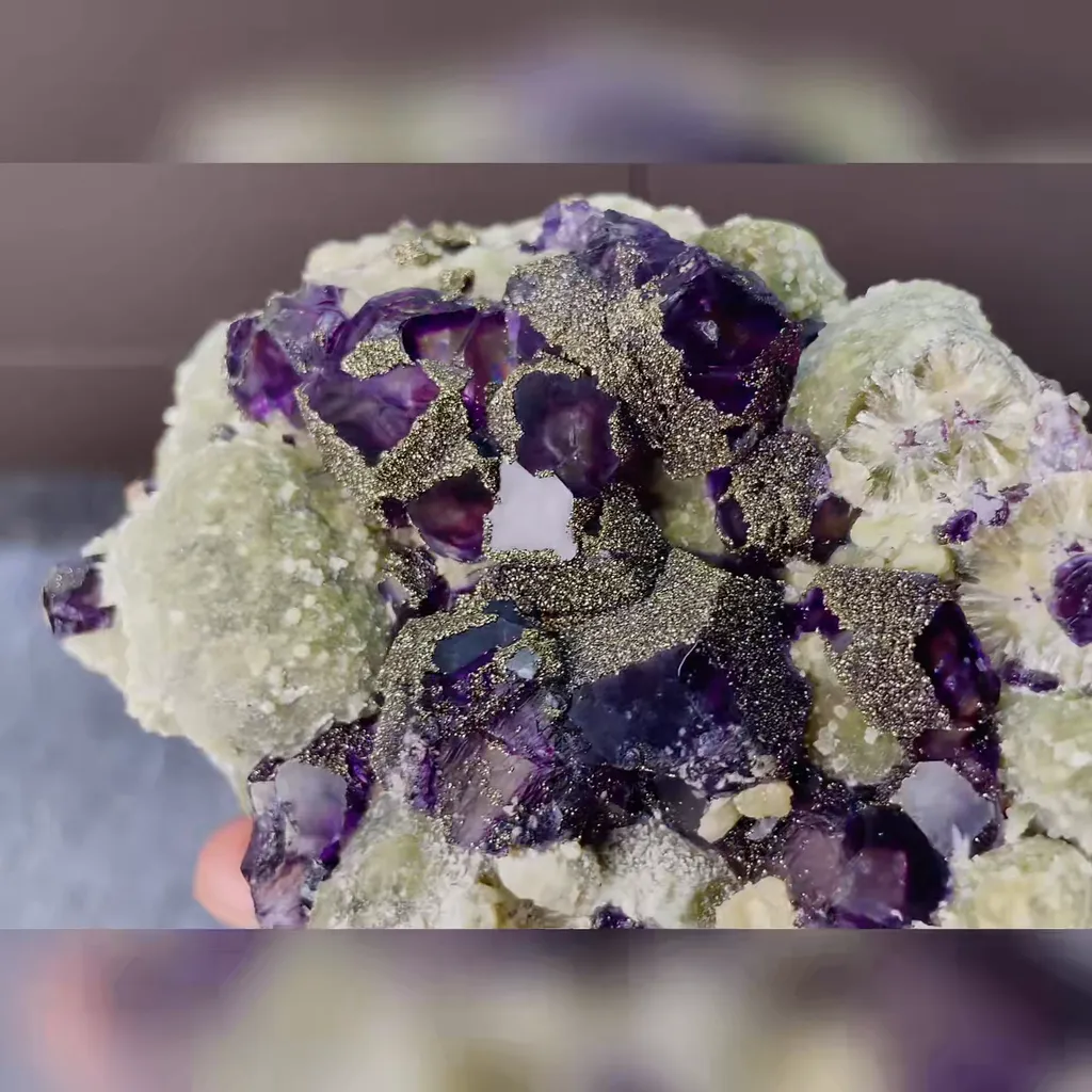 Natural Purple Phantom Fluorite with Pyrite and Mica Symbiosis comes from Yindu,Inner Mongolia 110*80*40MM - image 5