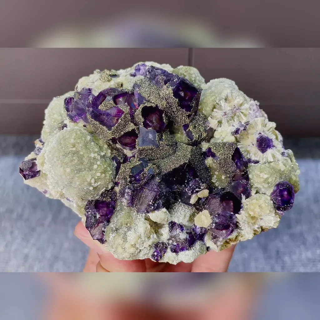 Natural Purple Phantom Fluorite with Pyrite and Mica Symbiosis comes from Yindu,Inner Mongolia 110*80*40MM - image 2