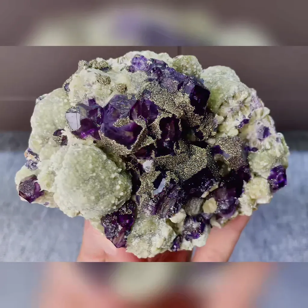 Natural Purple Phantom Fluorite with Pyrite and Mica Symbiosis comes from Yindu,Inner Mongolia 110*80*40MM - image 4