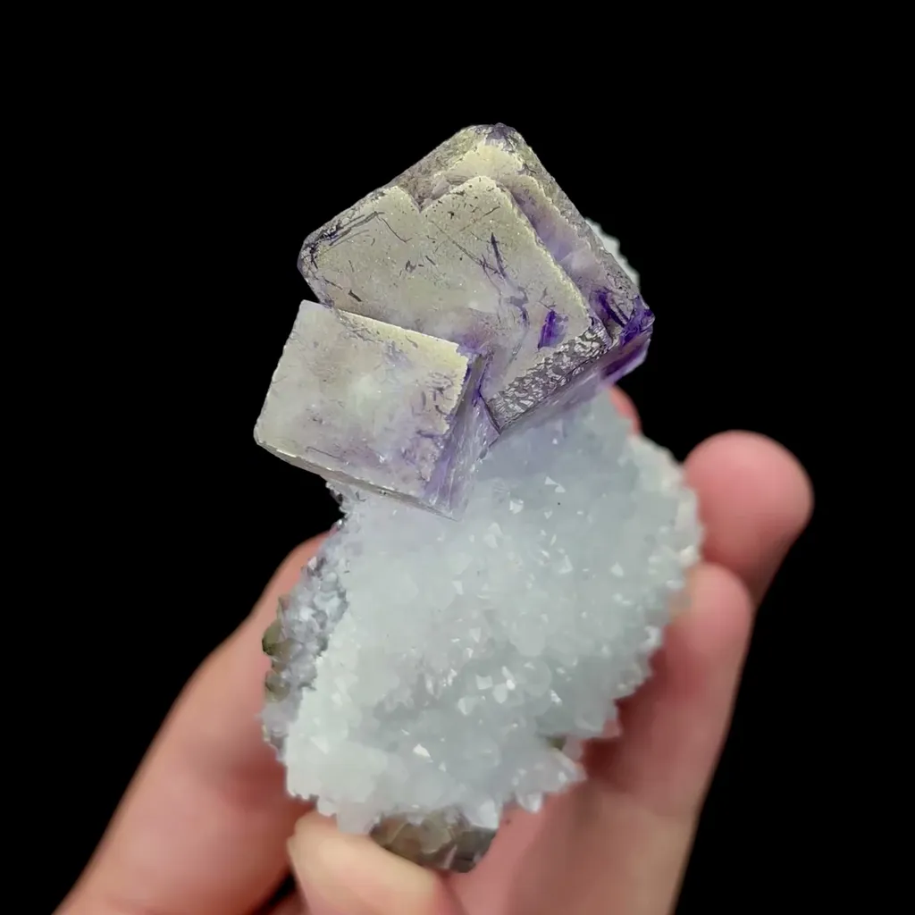 Natural Purple Phantom Fluorite with Pyrite Mineral Specimen,High Quality Specimen,ZHEJIANG,CHINA(60*60*29mm) image