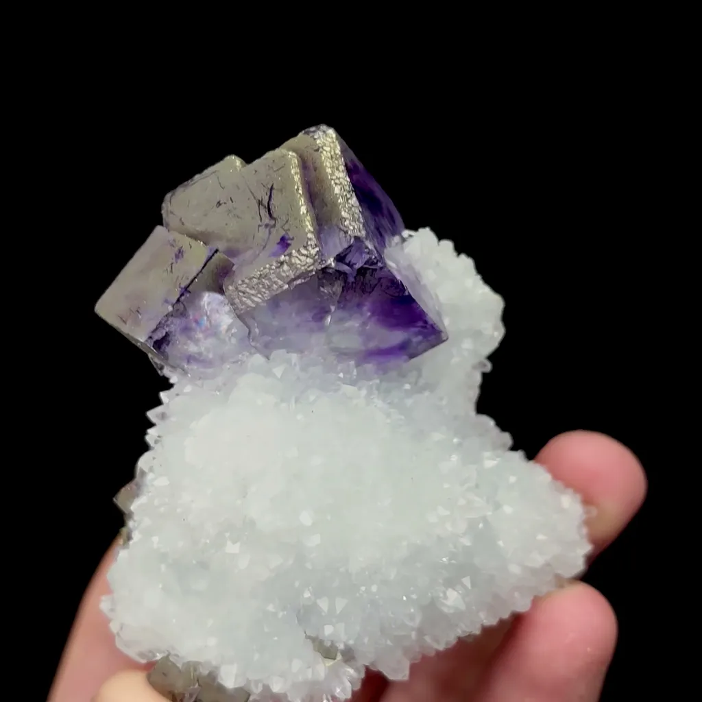 Natural Purple Phantom Fluorite with Pyrite Mineral Specimen,High Quality Specimen,ZHEJIANG,CHINA(60*60*29mm) - image 2