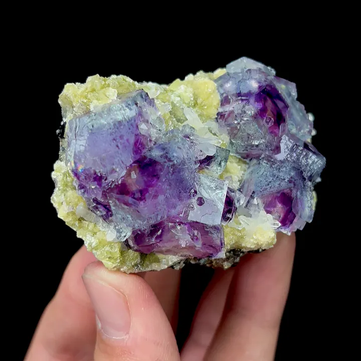 Natural Purple Phantom Fluorite with Quartz and Mica, Mineral Specimen: Inner Mongolia,China (70*40*30MM) image