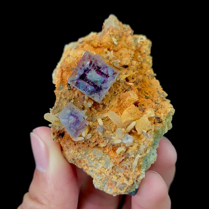 Natural Purple Phantom Window Fluorite,Cube Mineral Specimen: YINDU HUNAN (60*25*40mm) image