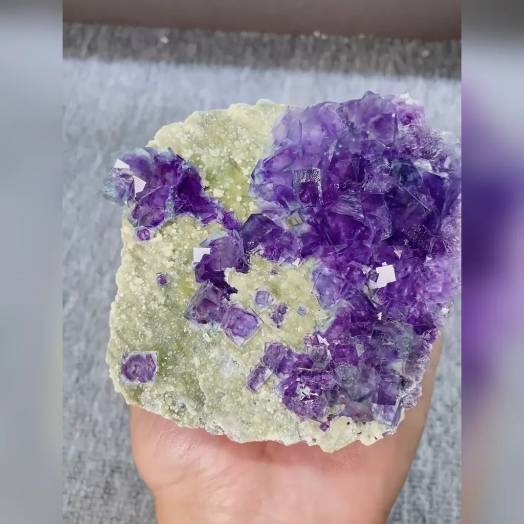 Natural Purple Pphantom Fluorite and Mica comes from 105*105*35MM - image 2