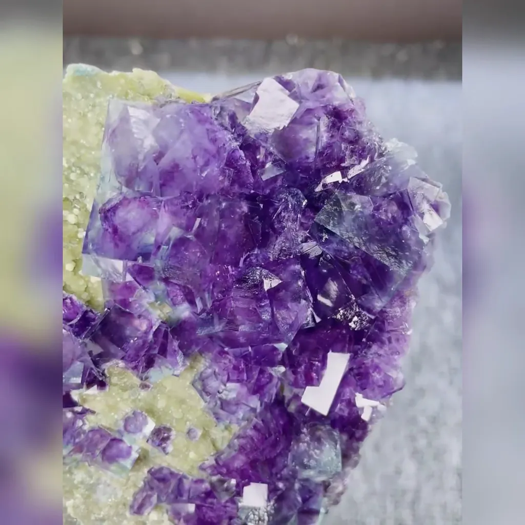 Natural Purple Pphantom Fluorite and Mica comes from 105*105*35MM - image 3