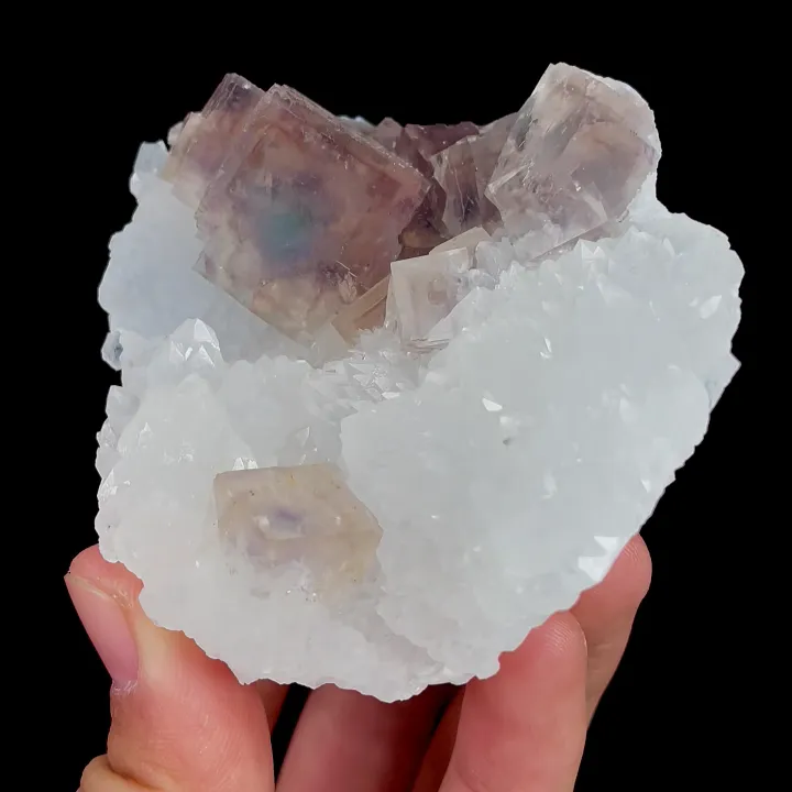 Natural Purple Purple Fluorite and Quartz, Mineral Specimen:Zhejiang,China (75*75*45MM) image