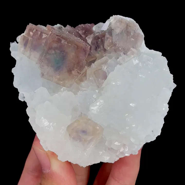 Natural Purple Purple Fluorite and Quartz, Mineral Specimen:Zhejiang,China (75*75*45MM) - image 5