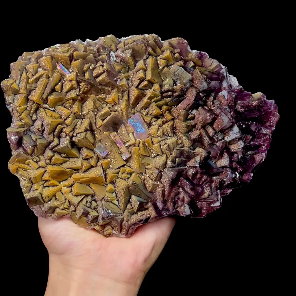 Natural Purple Rainbow Fluorite Mineral Specimen,High Quality Specimen,HENAN,CHINA(205*145*26mm) image