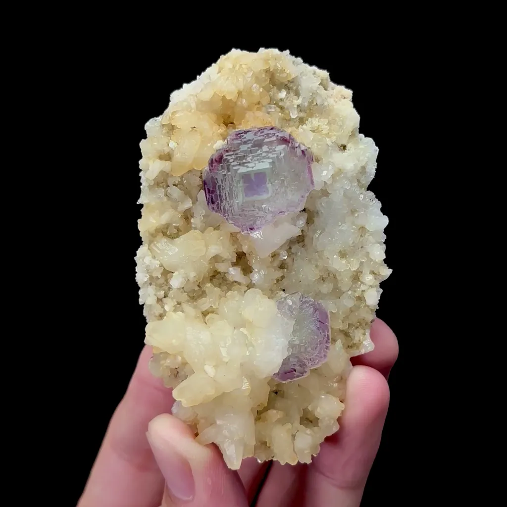 Natural Purple Spherical Fluorite and Calcite Mineral Specimen,High Quality Specimen,SHANGBAO,HUNAN,CHINA(85*50*30mm) image