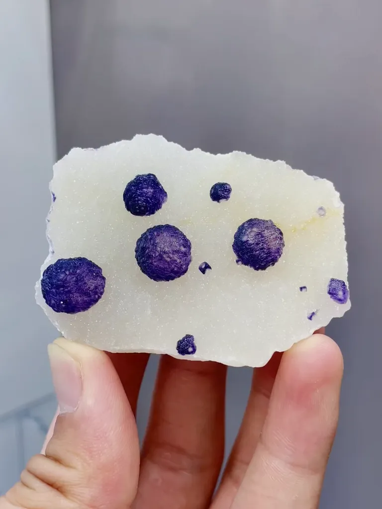 Natural Purple Spherical Fluorite comes from Zhejiang,China 60*20*40MM image
