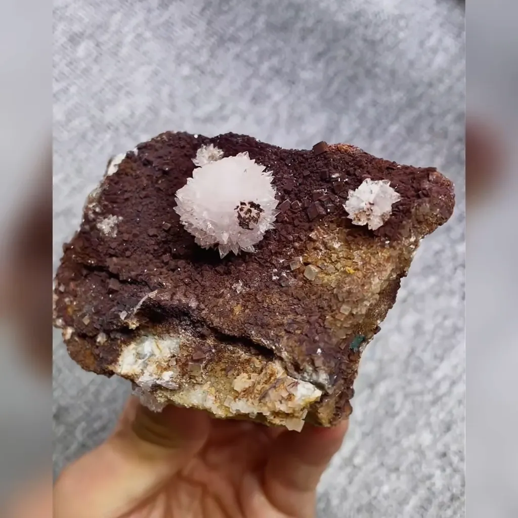 Natural Purple Spherical Gypsum comes from Guizhou,China 95*60*60MM image