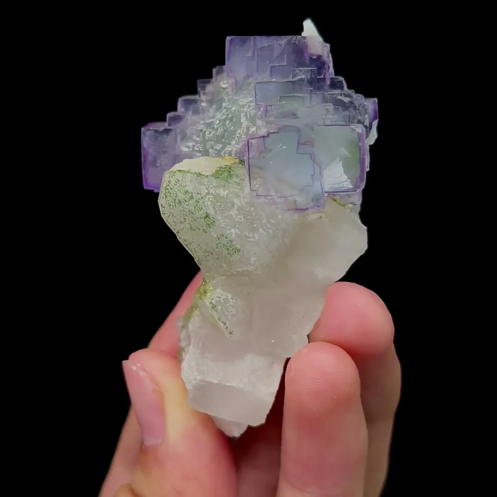 Natural Purple Stepped Fluorite and Crystal Mineral Specimen,High Quality Specimen,YAO GANG XIAN,HUNAN,CHINA(44*30*48mm) image