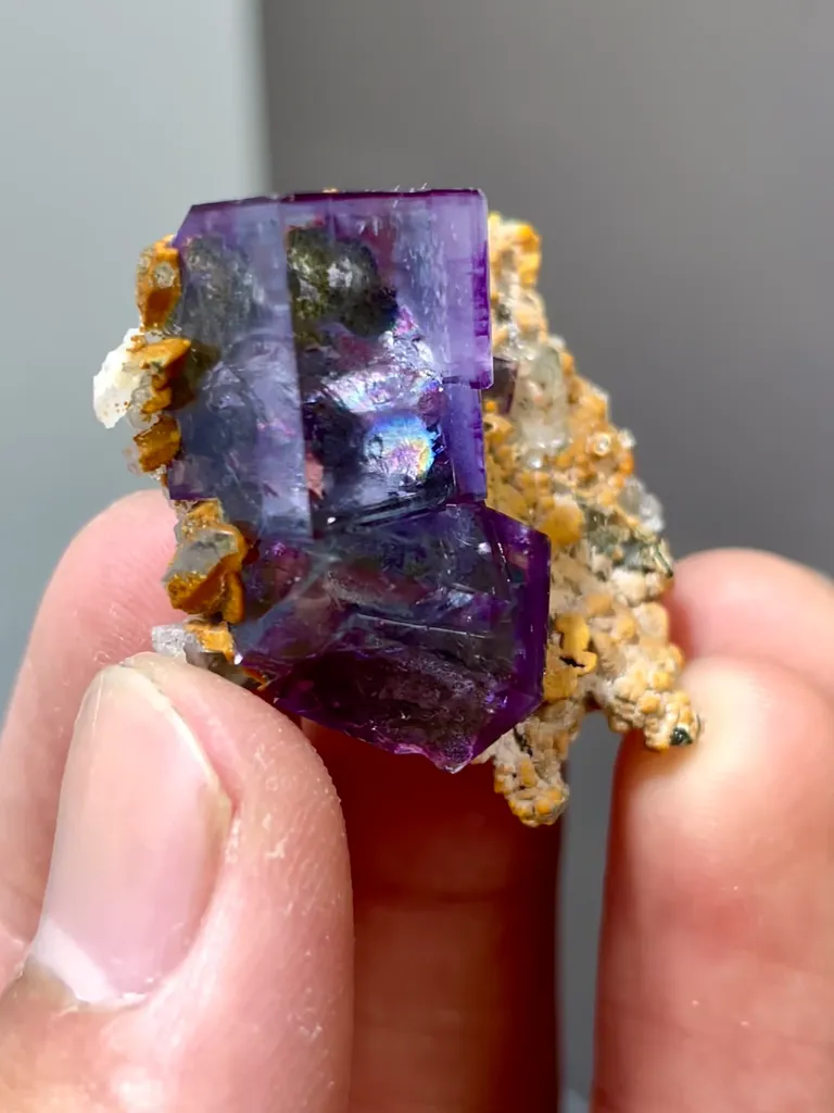 Natural Purple Transparent Cube Fluorite comes from Yaogangxian,Hunan 30*15*25MM image