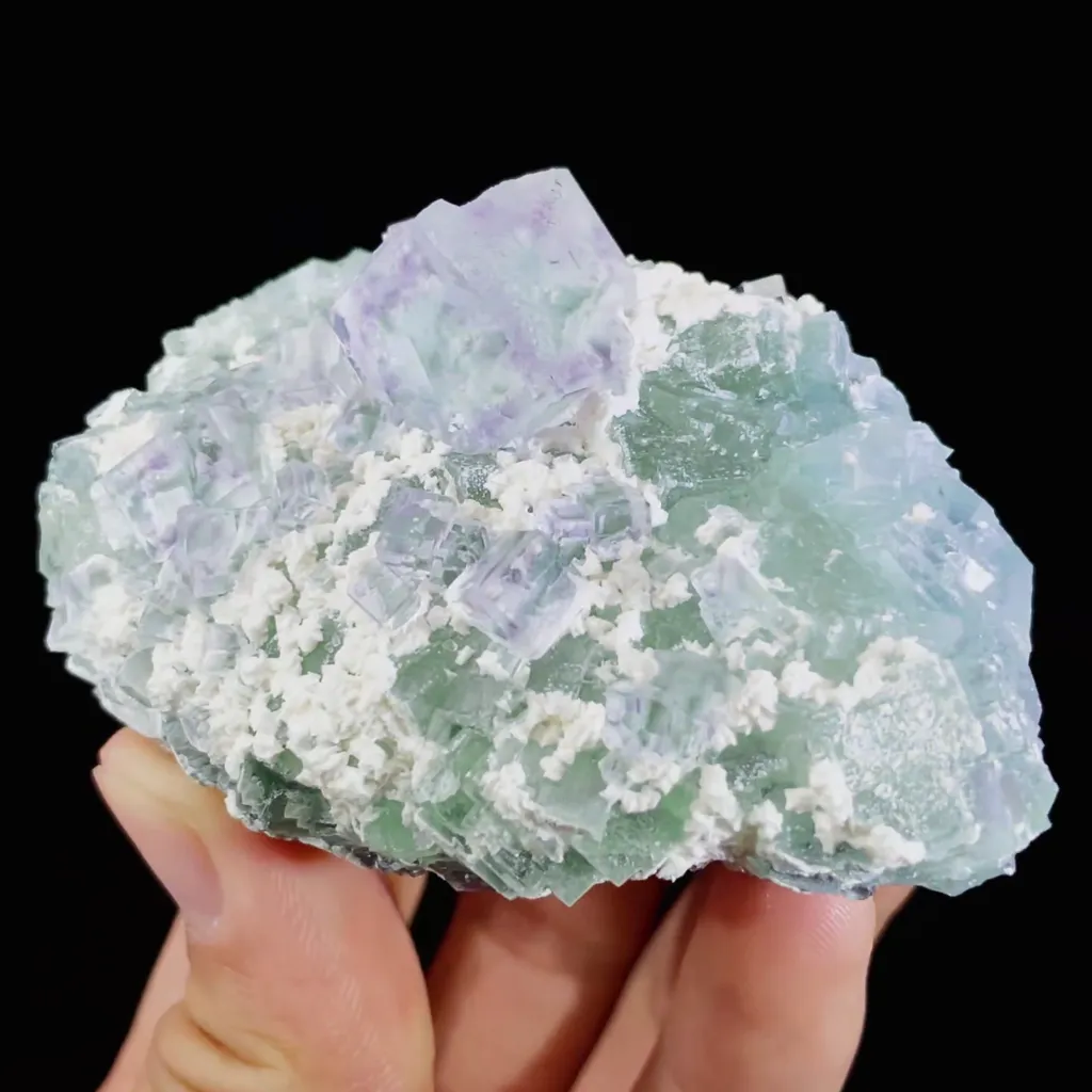 Natural Purple Transparent Cubic Fluorite and Green Fluorite Symbiosis comes from Zhejiang,China 70*30*50MM - image 2