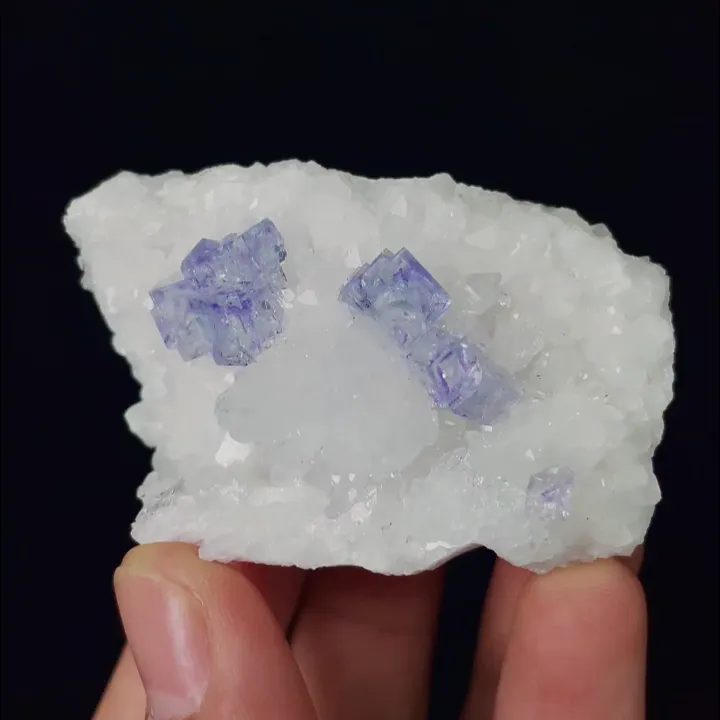 Natural Purple Transparent Cubic Fluorite and Quartz, Mineral Specimen:Zhejiang,China (55*35*25MM) - image 7