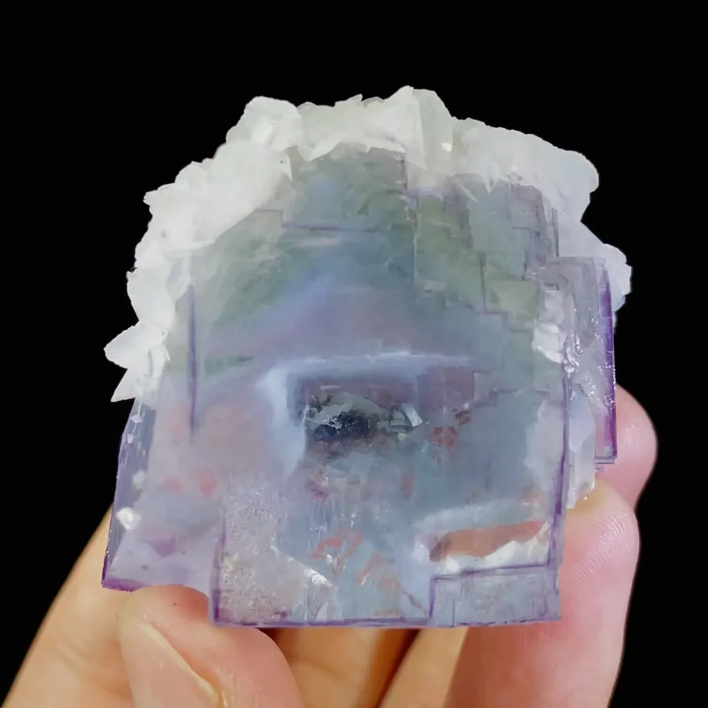 Natural Purple Transparent Fluorite and Calcite Symbiosis comes from Yaogangxian,Hunan 40*35*45MM image