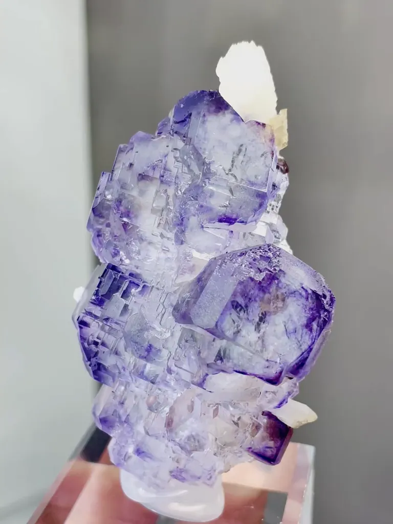 Natural Purple Transparent Phantom Fluorite and Quartz coexist comes from Yaogangxian,Hunan 40*55*22MM image