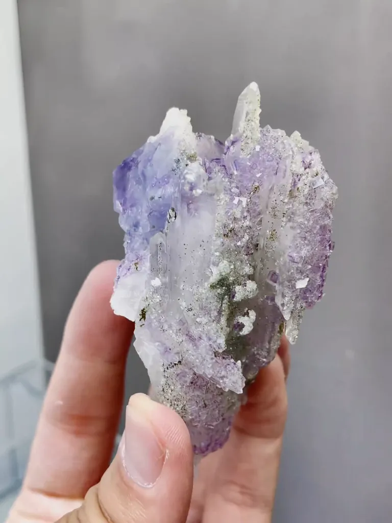 Natural Purple Window Fluorite and Quartz coexist comes from Yaogangxian,Hunan 40*30*80MM - image 6