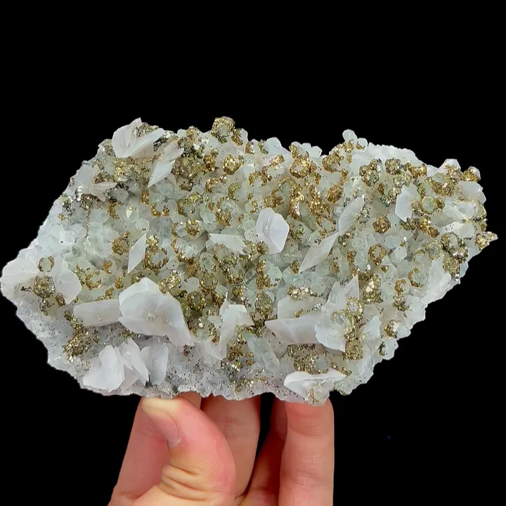 Natural Pyrite and Calcite with Clear Quartz Cluster, Mineral Specimen:Fujian,China (130*80*35MM) image