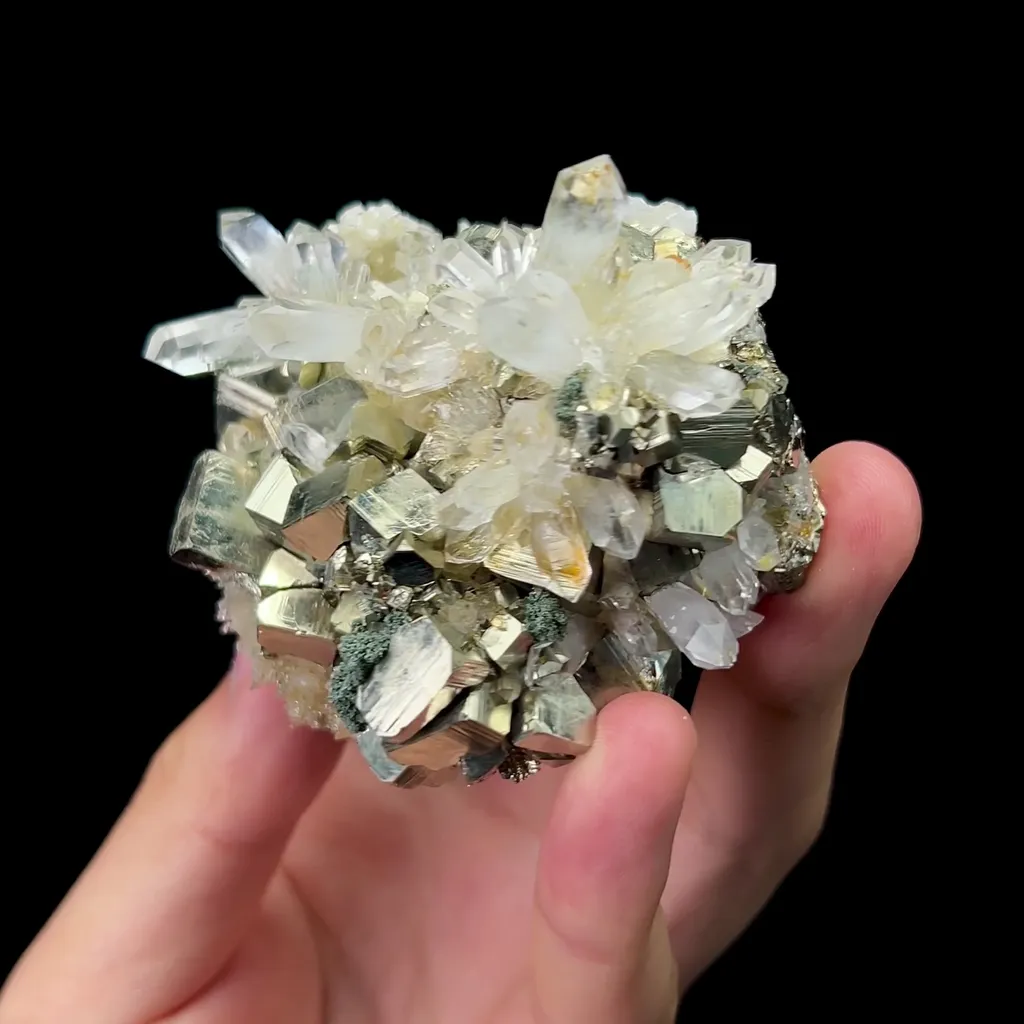 Natural Pyrite and Clear Quartz Cluster Mineral Specimen,High Quality Specimen,FUJIAN,CHINA(70*65*45mm) - image 2