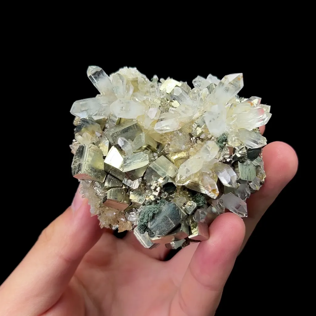 Natural Pyrite and Clear Quartz Cluster Mineral Specimen,High Quality Specimen,FUJIAN,CHINA(70*65*45mm) - image 3