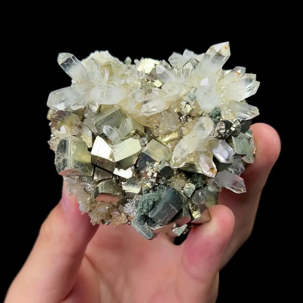 Natural Pyrite and Clear Quartz Cluster Mineral Specimen,High Quality Specimen,FUJIAN,CHINA(70*65*45mm) image