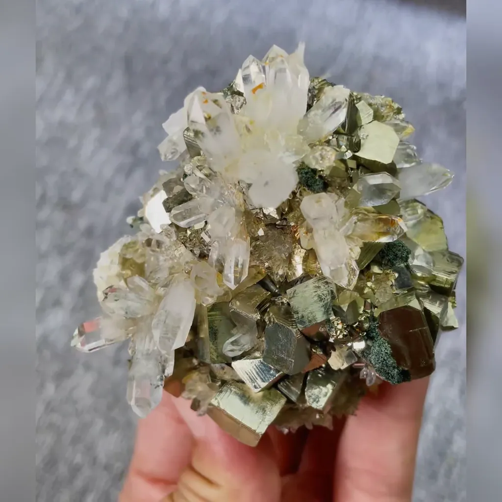 Natural Pyrite and Clear Quartz Cluster Symbiosis comes from Fujian,China 70*65*45MM - image 2