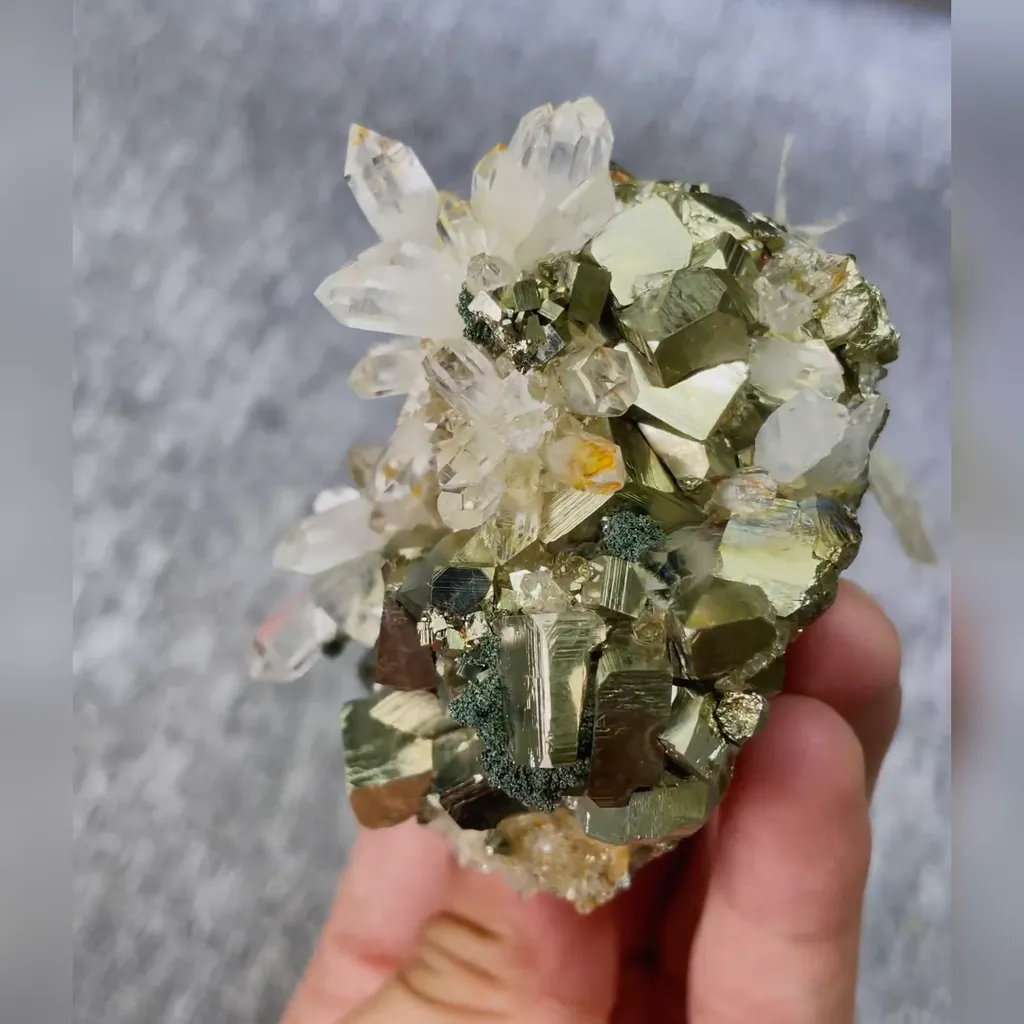 Natural Pyrite and Clear Quartz Cluster Symbiosis comes from Fujian,China 70*65*45MM - image 3